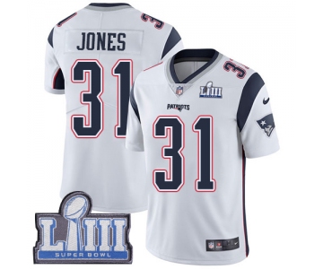 #31 Limited Jonathan Jones White Nike NFL Road Men's Jersey New England Patriots Vapor Untouchable Super Bowl LIII Bound