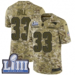 #33 Limited Jeremy Hill Camo Nike NFL Men's Jersey New England Patriots 2018 Salute to Service Super Bowl LIII Bound