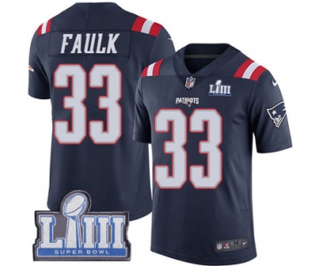 #33 Limited Kevin Faulk Navy Blue Nike NFL Men's Jersey New England Patriots Rush Vapor Untouchable Super Bowl LIII Bound