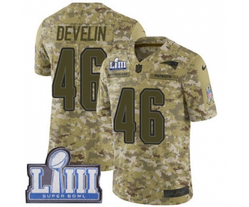 #46 Limited James Develin Camo Nike NFL Men's Jersey New England Patriots 2018 Salute to Service Super Bowl LIII Bound