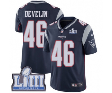 #46 Limited James Develin Navy Blue Nike NFL Home Men's Jersey New England Patriots Vapor Untouchable Super Bowl LIII Bound