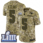 #5 Limited Danny Etling Camo Nike NFL Men's Jersey New England Patriots 2018 Salute to Service Super Bowl LIII Bound