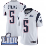 #5 Limited Danny Etling White Nike NFL Road Men's Jersey New England Patriots Vapor Untouchable Super Bowl LIII Bound