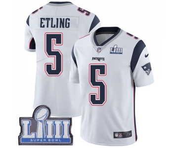 #5 Limited Danny Etling White Nike NFL Road Men's Jersey New England Patriots Vapor Untouchable Super Bowl LIII Bound