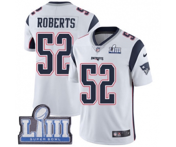 #52 Limited Elandon Roberts White Nike NFL Road Men's Jersey New England Patriots Vapor Untouchable Super Bowl LIII Bound