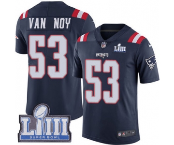 #53 Limited Kyle Van Noy Navy Blue Nike NFL Men's Jersey New England Patriots Rush Vapor Untouchable Super Bowl LIII Bound