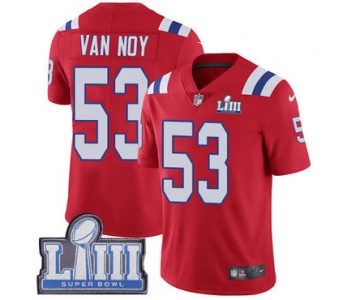 #53 Limited Kyle Van Noy Red Nike NFL Alternate Men's Jersey New England Patriots Vapor Untouchable Super Bowl LIII Bound