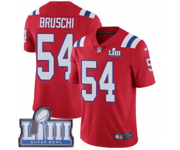 #54 Limited Tedy Bruschi Red Nike NFL Alternate Men's Jersey New England Patriots Vapor Untouchable Super Bowl LIII Bound