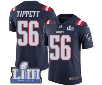 #56 Limited Andre Tippett Navy Blue Nike NFL Men's Jersey New England Patriots Rush Vapor Untouchable Super Bowl LIII Bound