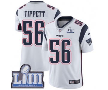 #56 Limited Andre Tippett White Nike NFL Road Men's Jersey New England Patriots Vapor Untouchable Super Bowl LIII Bound