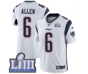 #6 Limited Ryan Allen White Nike NFL Road Men's Jersey New England Patriots Vapor Untouchable Super Bowl LIII Bound
