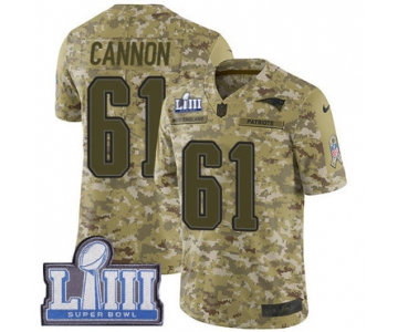 #61 Limited Marcus Cannon Camo Nike NFL Men's Jersey New England Patriots 2018 Salute to Service Super Bowl LIII Bound