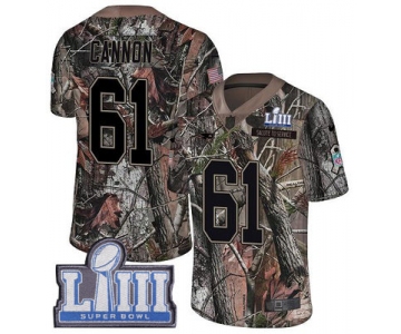 #61 Limited Marcus Cannon Camo Nike NFL Men's Jersey New England Patriots Rush Realtree Super Bowl LIII Bound
