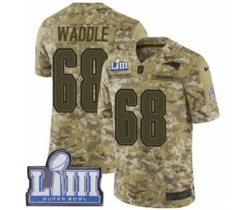 #68 Limited LaAdrian Waddle Camo Nike NFL Men's Jersey New England Patriots 2018 Salute to Service Super Bowl LIII Bound