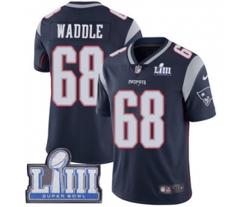 #68 Limited LaAdrian Waddle Navy Blue Nike NFL Home Men's Jersey New England Patriots Vapor Untouchable Super Bowl LIII Bound