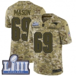 #69 Limited Shaq Mason Camo Nike NFL Men's Jersey New England Patriots 2018 Salute to Service Super Bowl LIII Bound