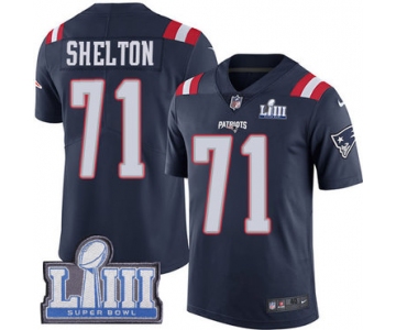 #71 Limited Danny Shelton Navy Blue Nike NFL Men's Jersey New England Patriots Rush Vapor Untouchable Super Bowl LIII Bound