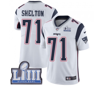 #71 Limited Danny Shelton White Nike NFL Road Men's Jersey New England Patriots Vapor Untouchable Super Bowl LIII Bound