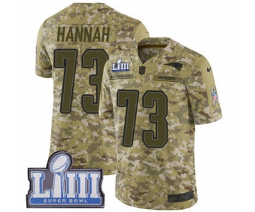 #73 Limited John Hannah Camo Nike NFL Men's Jersey New England Patriots 2018 Salute to Service Super Bowl LIII Bound