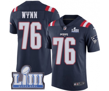 #76 Limited Isaiah Wynn Navy Blue Nike NFL Men's Jersey New England Patriots Rush Vapor Untouchable Super Bowl LIII Bound