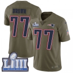 #77 Limited Trent Brown Olive Nike NFL Men's Jersey New England Patriots 2017 Salute to Service Super Bowl LIII Bound