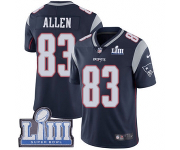 #83 Limited Dwayne Allen Navy Blue Nike NFL Home Men's Jersey New England Patriots Vapor Untouchable Super Bowl LIII Bound