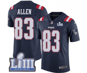 #83 Limited Dwayne Allen Navy Blue Nike NFL Men's Jersey New England Patriots Rush Vapor Untouchable Super Bowl LIII Bound
