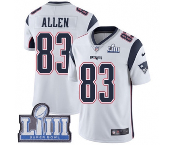 #83 Limited Dwayne Allen White Nike NFL Road Men's Jersey New England Patriots Vapor Untouchable Super Bowl LIII Bound