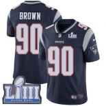 #90 Limited Malcom Brown Navy Blue Nike NFL Home Men's Jersey New England Patriots Vapor Untouchable Super Bowl LIII Bound