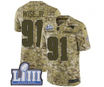 #91 Limited Deatrich Wise Jr Camo Nike NFL Men's Jersey New England Patriots 2018 Salute to Service Super Bowl LIII Bound