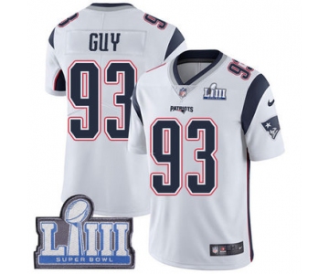 #93 Limited Lawrence Guy White Nike NFL Road Men's Jersey New England Patriots Vapor Untouchable Super Bowl LIII Bound
