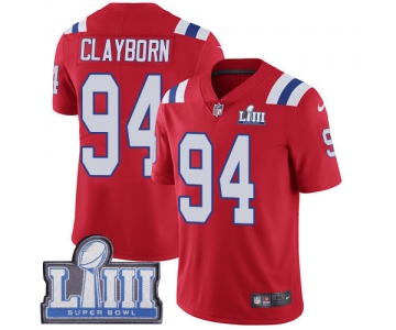 #94 Limited Adrian Clayborn Red Nike NFL Alternate Men's Jersey New England Patriots Vapor Untouchable Super Bowl LIII Bound