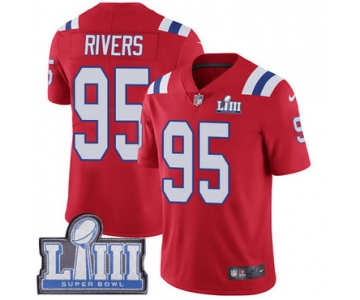 #95 Limited Derek Rivers Red Nike NFL Alternate Men's Jersey New England Patriots Vapor Untouchable Super Bowl LIII Bound