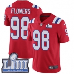 #98 Limited Trey Flowers Red Nike NFL Alternate Men's Jersey New England Patriots Vapor Untouchable Super Bowl LIII Bound