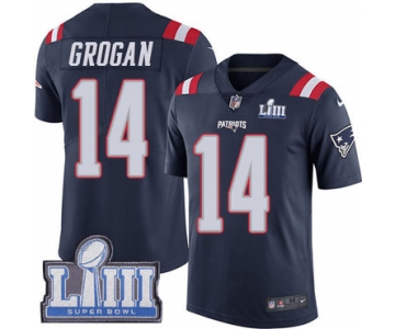 Men's New England Patriots #14 Steve Grogan Navy Blue Nike NFL Rush Vapor Untouchable Super Bowl LIII Bound Limited Jersey