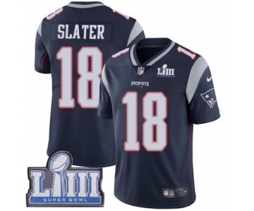 Men's New England Patriots #18 Matthew Slater Navy Blue Nike NFL Home Vapor Untouchable Super Bowl LIII Bound Limited Jersey