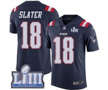 Men's New England Patriots #18 Matthew Slater Navy Blue Nike NFL Rush Vapor Untouchable Super Bowl LIII Bound Limited Jersey