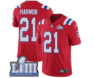 Men's New England Patriots #21 Duron Harmon Red Nike NFL Alternate Vapor Untouchable Super Bowl LIII Bound Limited Jersey