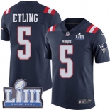 Men's New England Patriots #5 Danny Etling Navy Blue Nike NFL  Rush Vapor Untouchable Super Bowl LIII Bound Limited Jersey