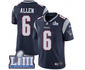 Men's New England Patriots #6 Ryan Allen Navy Blue Nike NFL Home Vapor Untouchable Super Bowl LIII Bound Limited Jersey