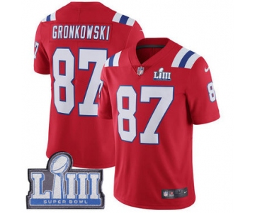 Men's New England Patriots #87 Rob Gronkowski Red Nike NFL Alternate Vapor Untouchable Super Bowl LIII Bound Limited Jersey