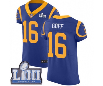 #16 Elite Jared Goff Royal Blue Nike NFL Alternate Men's Jersey Los Angeles Rams Vapor Untouchable Super Bowl LIII Bound