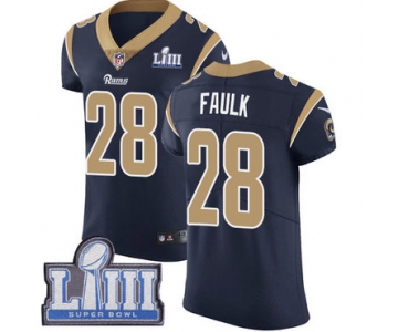 #28 Elite Marshall Faulk Navy Blue Nike NFL Home Men's Jersey Los Angeles Rams Vapor Untouchable Super Bowl LIII Bound