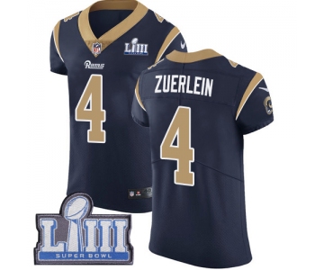 #4 Elite Greg Zuerlein Navy Blue Nike NFL Home Men's Jersey Los Angeles Rams Vapor Untouchable Super Bowl LIII Bound