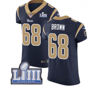 #68 Elite Jamon Brown Navy Blue Nike NFL Home Men's Jersey Los Angeles Rams Vapor Untouchable Super Bowl LIII Bound