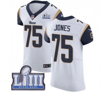 #75 Elite Deacon Jones White Nike NFL Road Men's Jersey Los Angeles Rams Vapor Untouchable Super Bowl LIII Bound