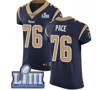 #76 Elite Orlando Pace Navy Blue Nike NFL Home Men's Jersey Los Angeles Rams Vapor Untouchable Super Bowl LIII Bound