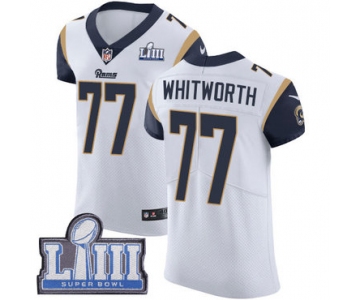 #77 Elite Andrew Whitworth White Nike NFL Road Men's Jersey Los Angeles Rams Vapor Untouchable Super Bowl LIII Bound