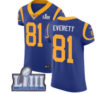 #81 Elite Gerald Everett Royal Blue Nike NFL Alternate Men's Jersey Los Angeles Rams Vapor Untouchable Super Bowl LIII Bound