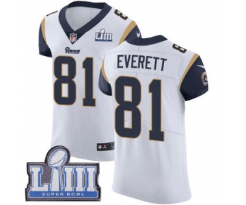 #81 Elite Gerald Everett White Nike NFL Road Men's Jersey Los Angeles Rams Vapor Untouchable Super Bowl LIII Bound